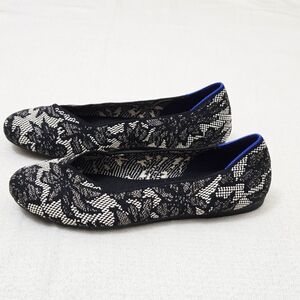 Rothy's The Flat Women's 8.5 Black Chantilly Lace Knit Loafers Everyday Comfort